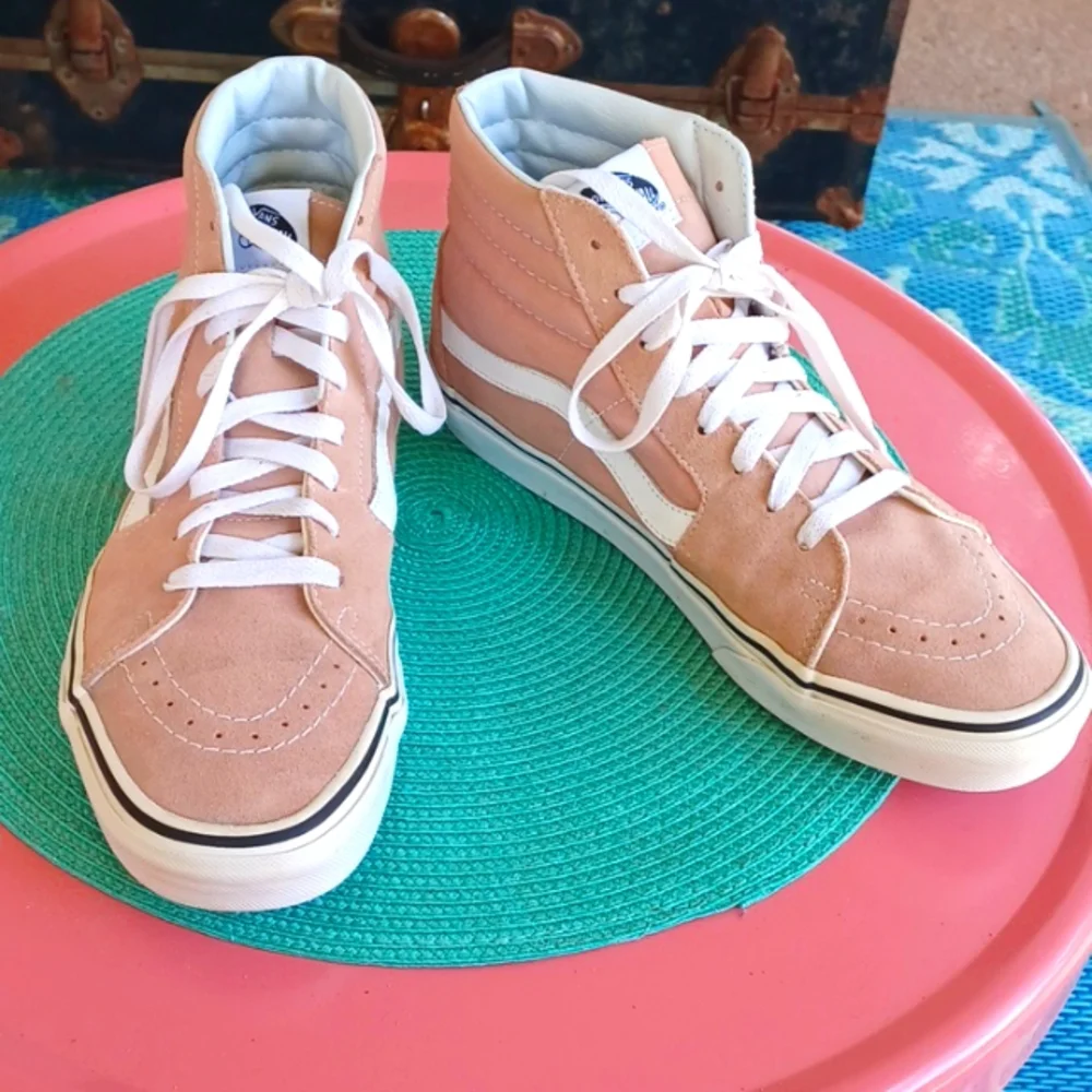 VANS Unisex Tan Sneakers Classic High-Tops Leather/Canvas M9 Or W10.5 - Picture 5 of 9